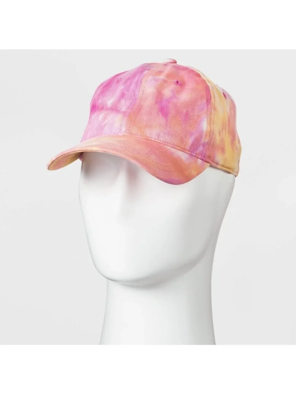 Tie-Dye Adjustable Baseball Cap In Pink & Yellow